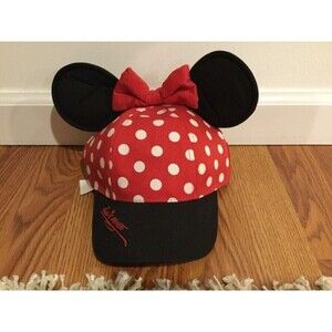 Walt Disney World Kids Minnie Mouse Polka Dot Hat With Plush Ears Youth Hat Cap